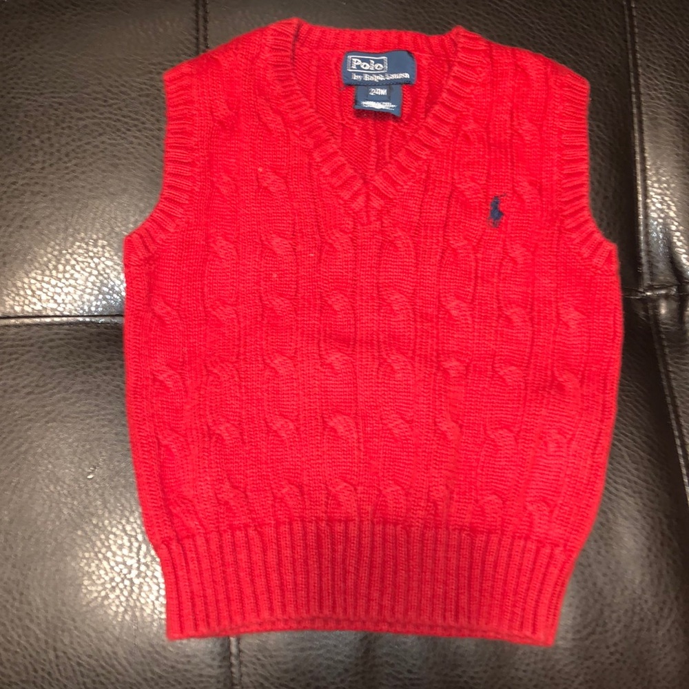Polo by Ralph Lauren Red Cable Knit Sweater Vest